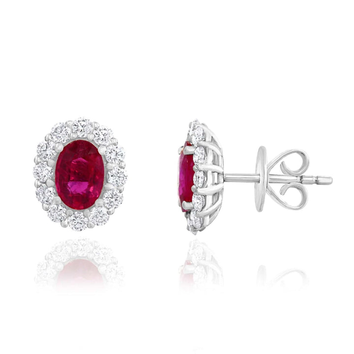 Manfredi Jewels Jewelry - 18K White Gold Ruby & Diamond Earrings | Manfredi Jewels