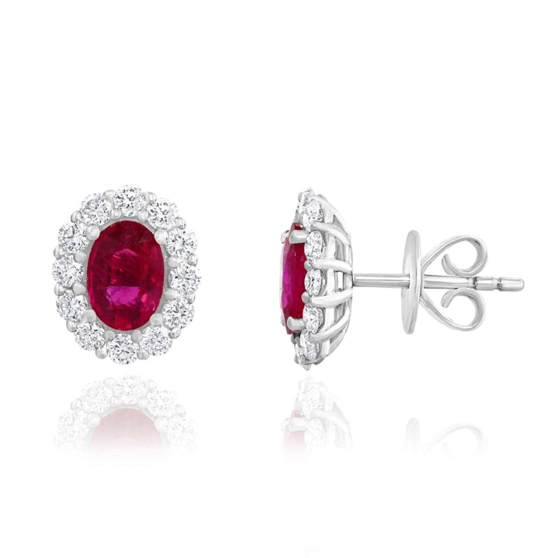 Manfredi Jewels Jewelry - 18K White Gold Ruby & Diamond Earrings | Manfredi Jewels