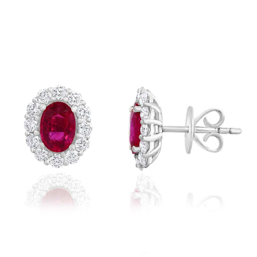 Manfredi Jewels Jewelry - 18K White Gold Ruby & Diamond Earrings