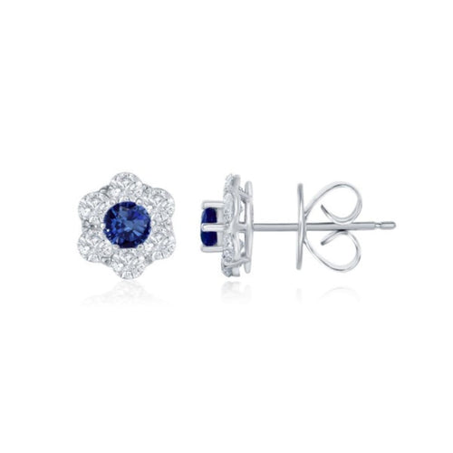 Manfredi Jewels Jewelry - 18K White Gold Sapphire & Diamond Earrings