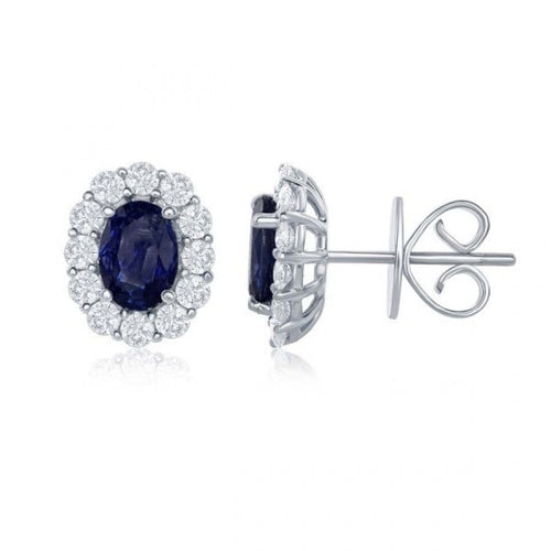 Manfredi Jewels Jewelry - 18K White Gold Sapphire & Diamond Earrings