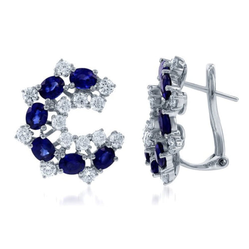 Manfredi Jewels Jewelry - 18K White Gold Sapphire & Diamond Earrings