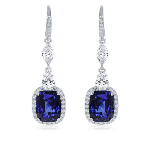 18K White Gold Sapphire & Diamond Pendant Earrings