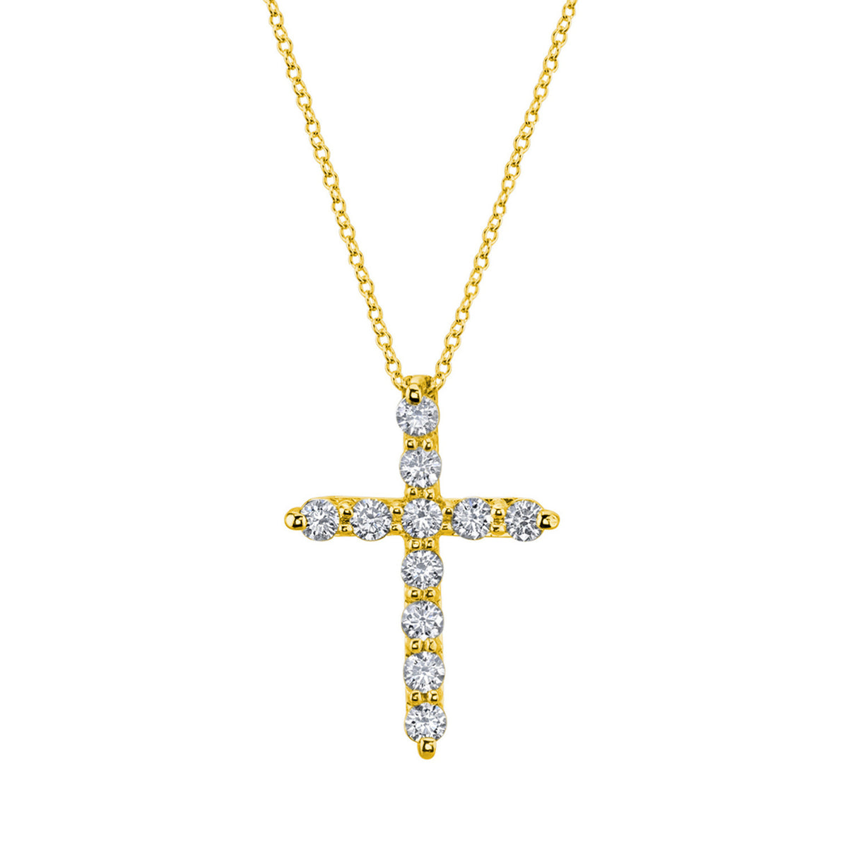 Manfredi Jewels Jewelry - 18K Yellow Gold 0.23 ct Round Diamond Cross Pendant Necklace | Manfredi Jewels