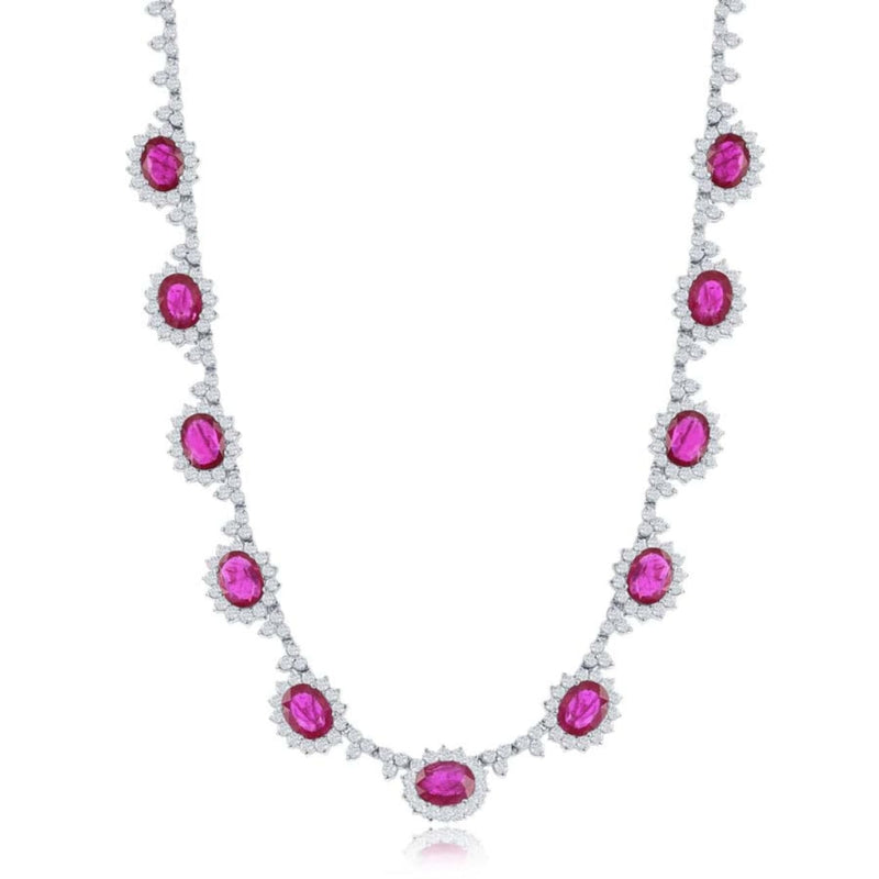 Manfredi Jewels Jewelry - 8.03 Ct Diamond White Gold & Ruby Necklace | Manfredi Jewels