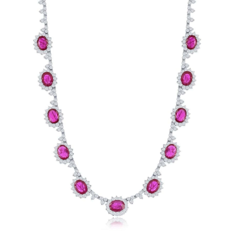 Manfredi Jewels Jewelry - 8.03 Ct Diamond White Gold & Ruby Necklace