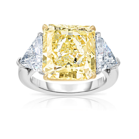 8.56CT FLAWLESS FANCY YELLOW RADIANT CUT ENGAGEMENT RING