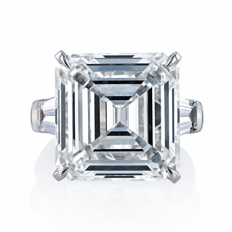 Asscher Cut 18.16 ct Platinum Diamond Engagement Ring (Pre-Order)