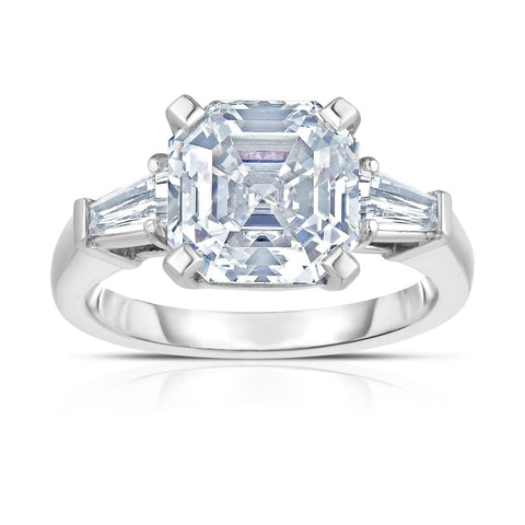 Asscher Cut 4.17 ct Platinum Diamond Engagement Ring