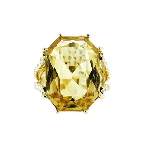 Citrine & Diamond 18K Yellow Gold Ring