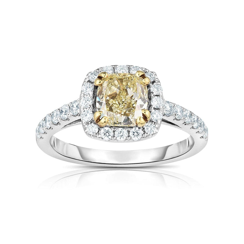 Manfredi Jewels Estate Jewelry - Cushion Cut 1.23 ct Platinum Fancy Light Yellow Diamond Engagement Ring | Manfredi Jewels