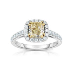 Manfredi Jewels Engagement - Cushion Cut 1.23 ct Platinum Fancy Light Yellow Diamond Ring