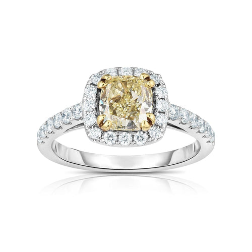 Manfredi Jewels Engagement - Cushion Cut 1.23 ct Platinum Fancy Light Yellow Diamond Ring