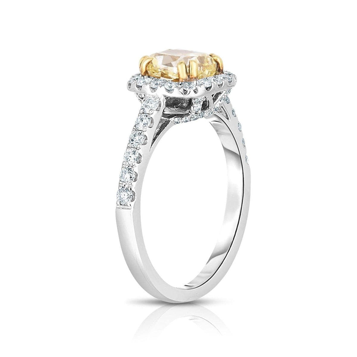 Manfredi Jewels Estate Jewelry - Cushion Cut 1.23 ct Platinum Fancy Light Yellow Diamond Engagement Ring | Manfredi Jewels