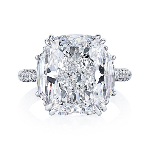 Manfredi Jewels Engagement - Cushion Cut 10.10 ct Platinum Diamond Ring (Pre - Order)