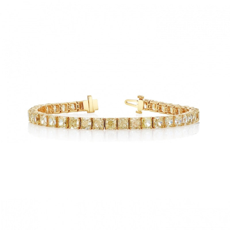 Manfredi Jewels Jewelry - Cushion Cut 18K Yellow Gold 21.95ct Basket Yellow Diamond Tennis Bracelet | Manfredi Jewels