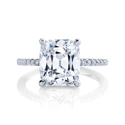 Cushion Cut 5.01 ct Platinum Micro Pavè Diamond Engagement Ring