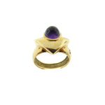 Manfredi Jewels Jewelry - Diva 18k Yellow Gold Cabochon Amethyst Diamond Ring