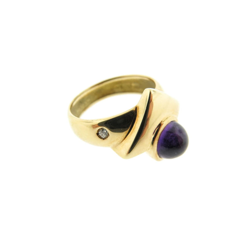 Manfredi Jewels Jewelry - Diva 18k Yellow Gold Cabochon Amethyst Diamond Ring | Manfredi Jewels