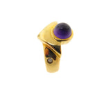 Manfredi Jewels Jewelry - Diva 18k Yellow Gold Cabochon Amethyst Diamond Ring