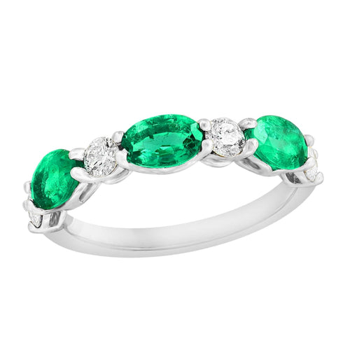 Manfredi Jewels Engagement - Emerald & 0.61 Ct Diamond Ring