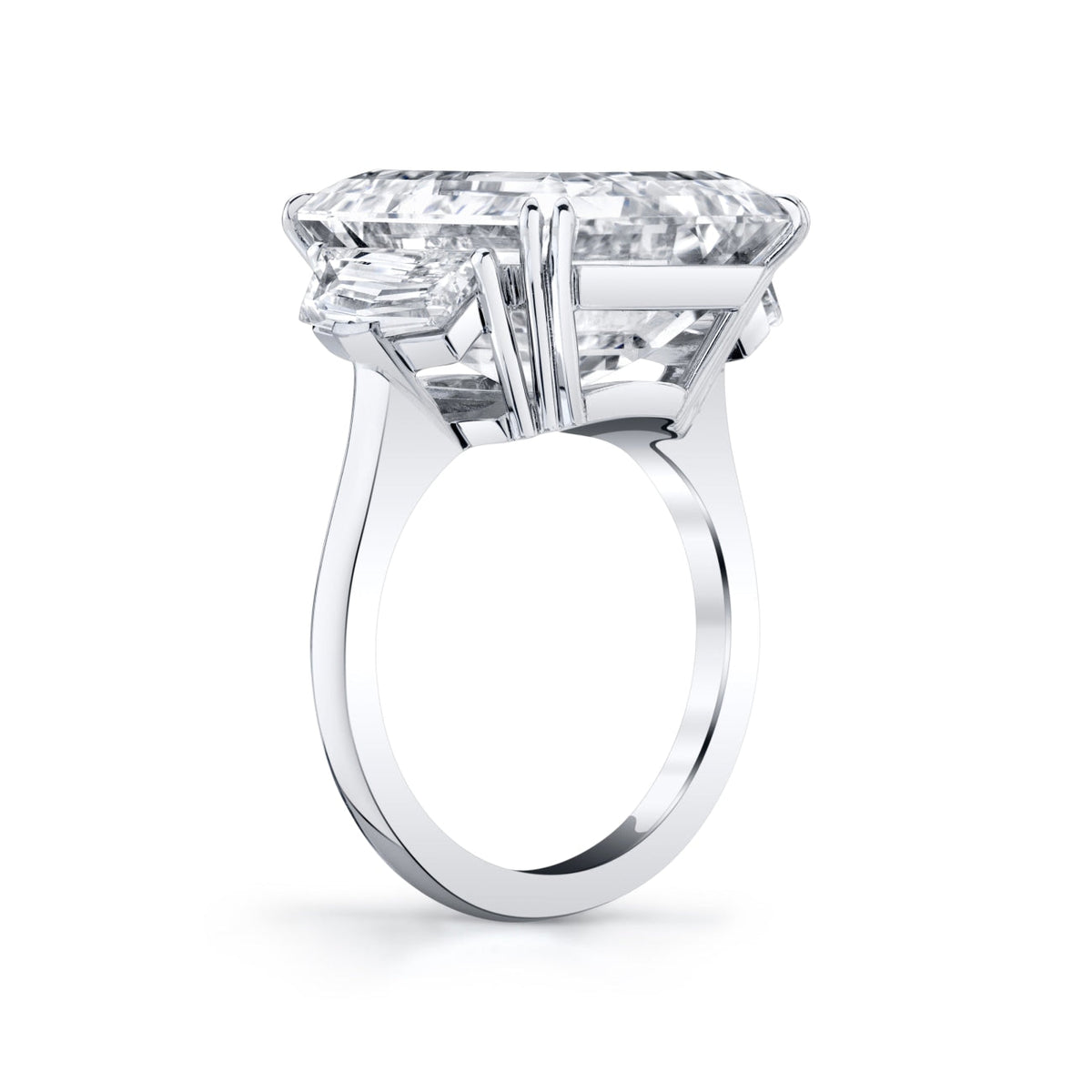 Manfredi Jewels Engagement - Emerald Cut 15.49 ct Platinum Three Stone Diamond Engagement Ring (Pre-Order) | Manfredi Jewels