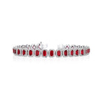 Manfredi Jewels Jewelry - Emerald Cut 18K White Gold 12.92 ct Rubies & Diamond Halo Bracelet