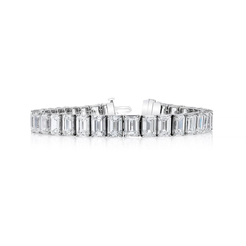 Manfredi Jewels Jewelry - Emerald Cut 18K White Gold 12.74ct Diamond Tennis Bracelet | Manfredi Jewels