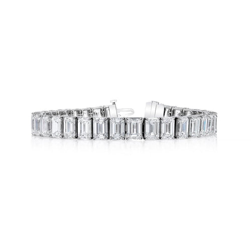 Manfredi Jewels Jewelry - Emerald Cut 18K White Gold 12.74ct Diamond Tennis Bracelet | Manfredi Jewels