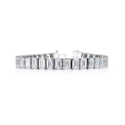 Manfredi Jewels Jewelry - Emerald Cut 18K White Gold 7.19ct Diamond Tennis Bracelet