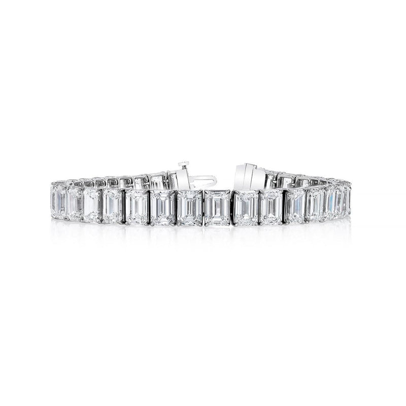 Manfredi Jewels Jewelry - Emerald Cut 18K White Gold 7.19ct Diamond Tennis Bracelet