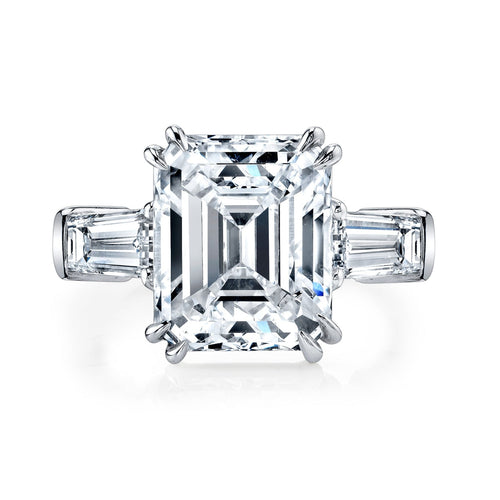 Manfredi Jewels Engagement - Emerald Cut 3.02 ct Platinum Three Stone Diamond Ring