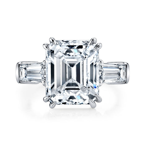 Emerald Cut 3.02 ct Platinum Three Stone Diamond Engagement Ring (Pre-Order)