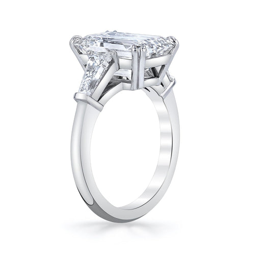 Manfredi Jewels Engagement - Emerald Cut 3.03 ct Platinum Three Stone Diamond Ring