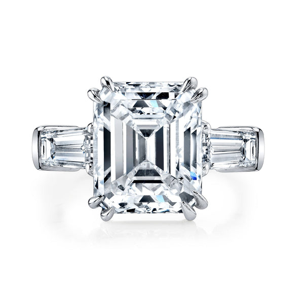 Manfredi Jewels Engagement - Emerald Cut 3.03 ct Platinum Three Stone Diamond Engagement Ring (Pre-Order) | Manfredi Jewels