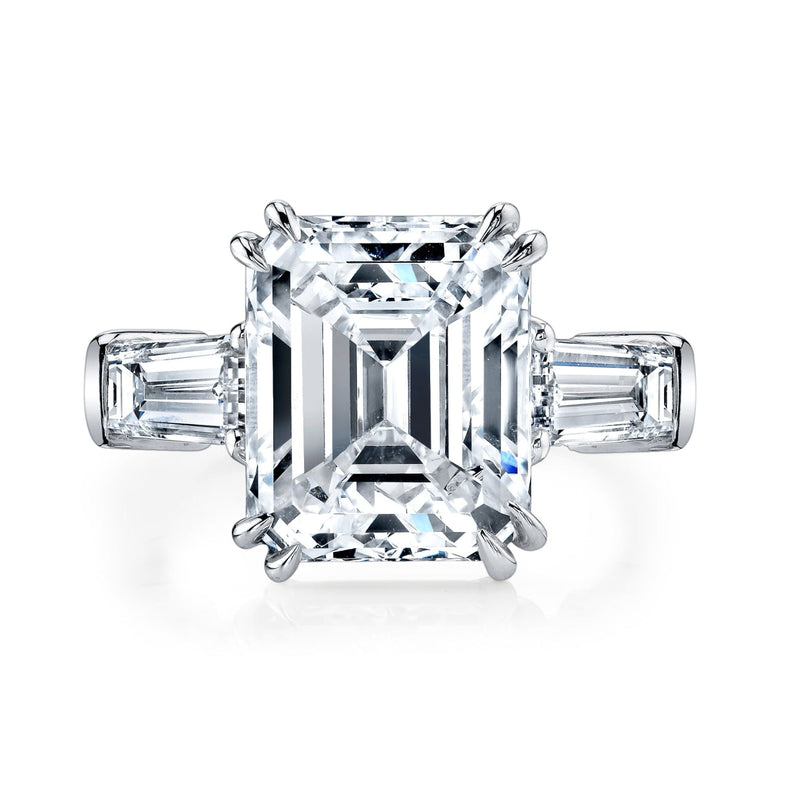 Manfredi Jewels Engagement - Emerald Cut 4.19 ct Platinum Three Stone Diamond Engagement Ring (Pre-Order) | Manfredi Jewels
