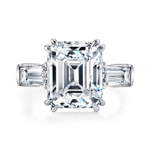 Manfredi Jewels Engagement - Emerald Cut 5.70 ct Platinum Three Stone Diamond Engagement Ring (Pre-Order) | Manfredi Jewels