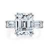 Manfredi Jewels Engagement - Emerald Cut 5.70 ct Platinum Three Stone Diamond Ring