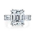 Manfredi Jewels Engagement - Emerald Cut 5.70 ct Platinum Three Stone Diamond Ring