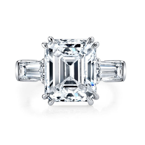 Emerald Cut 5.70 ct Platinum Three Stone Diamond Engagement Ring (Pre-Order)