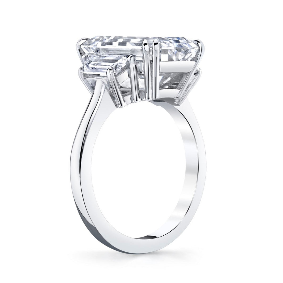 Manfredi Jewels Engagement - Emerald Cut 7.52 ct Platinum Three Stone Diamond Ring | Manfredi Jewels