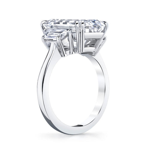 Manfredi Jewels Engagement - Emerald Cut 7.52 ct Platinum Three Stone Diamond Ring