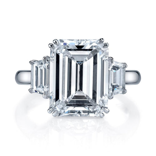 Manfredi Jewels Engagement - Emerald Cut 7.52 ct Platinum Three Stone Diamond Ring
