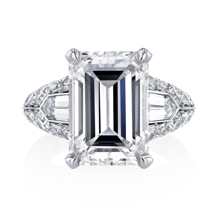 Manfredi Jewels Engagement - Emerald Cut 7.54 ct Platinum Diamond Engagement Ring (Pre-Order) | Manfredi Jewels