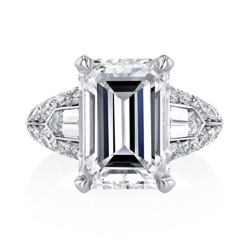 Manfredi Jewels Engagement - Emerald Cut 7.54 ct Platinum Diamond Engagement Ring (Pre-Order) | Manfredi Jewels