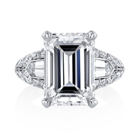 Emerald Cut 7.54 ct Platinum Diamond Engagement Ring (Pre-Order)