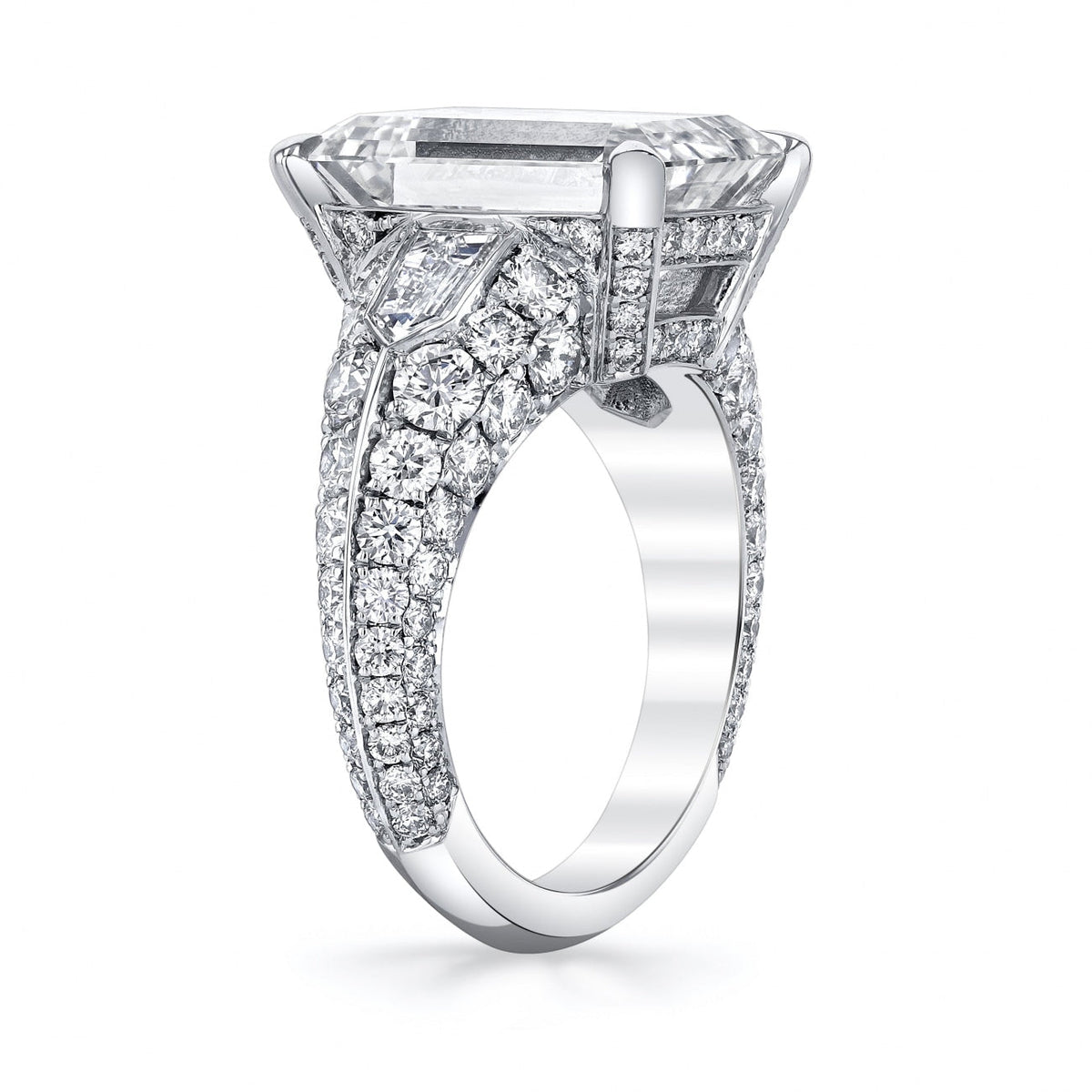 Manfredi Jewels Engagement - Emerald Cut 7.54 ct Platinum Diamond Engagement Ring (Pre-Order) | Manfredi Jewels