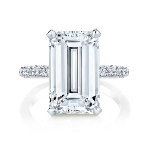 Manfredi Jewels Engagement - Emerald Cut 8.18 ct Platinum Diamond Ring (Pre - Order)