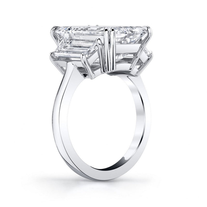 Manfredi Jewels Engagement - Emerald Cut 9.26 ct Platinum Diamond Ring (Pre - Order)