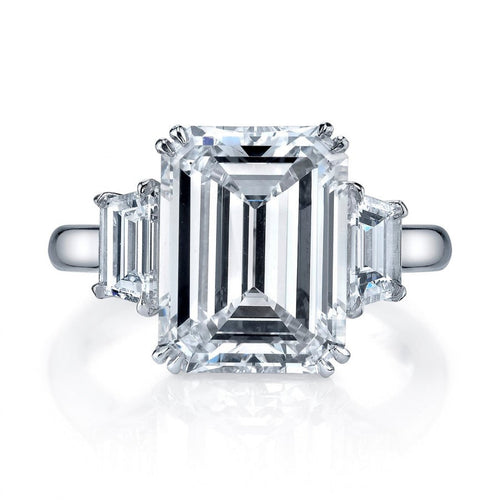 Manfredi Jewels Engagement - Emerald Cut 9.26 ct Platinum Diamond Ring (Pre - Order)